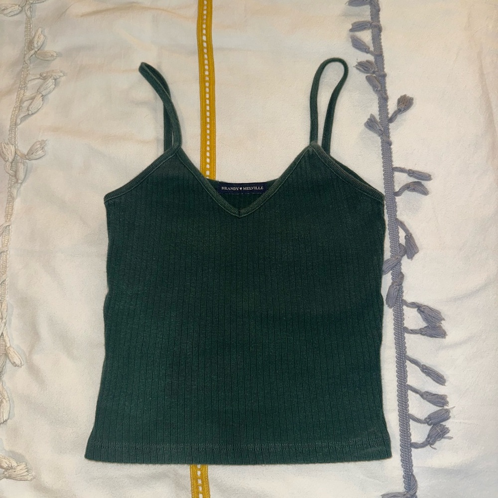 Green Ribbed Women's Top